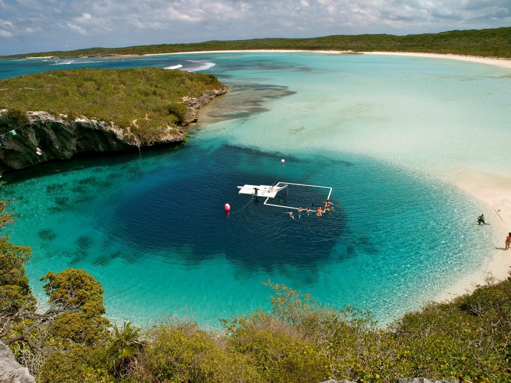 Dean's Blue Hole on Long Island in the Bahamas, 660 feet deep