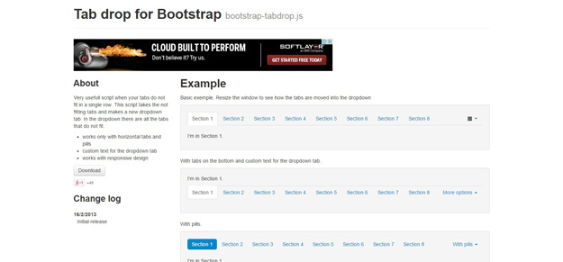 bootstrap tab drop