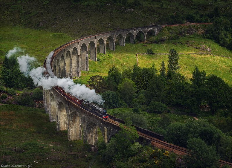11. The West Highland Line train passing the Glenfinnan Viaduct
