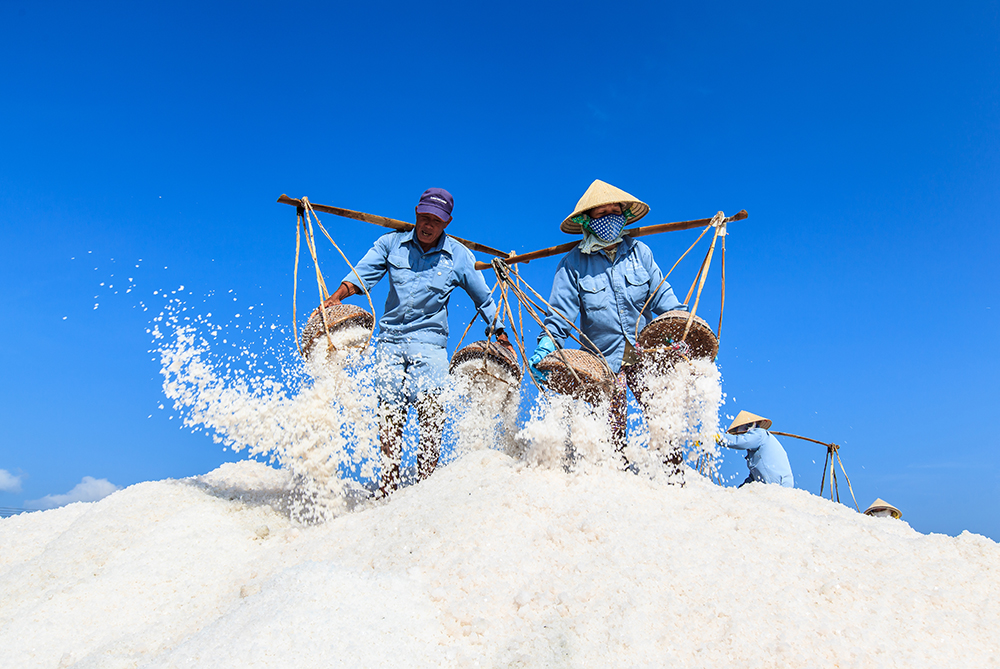 5. Workers transporting salt from the fields in Hon Khoi, Viet Nam by JetHuynh /