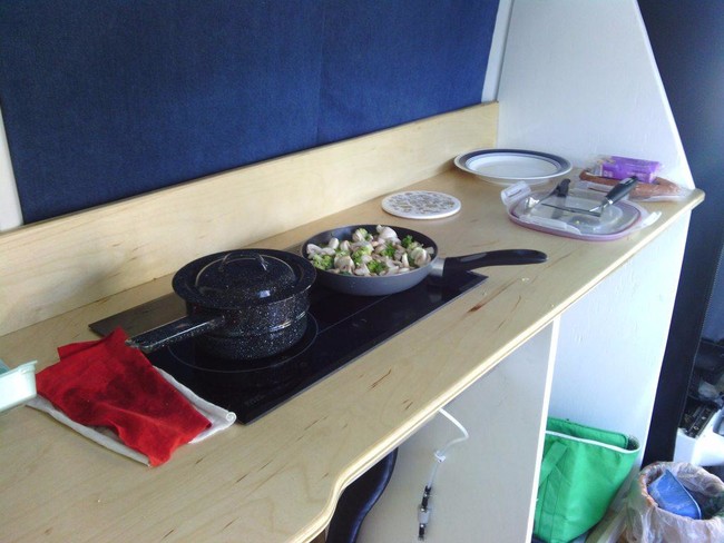 A stovetop was added to the "kitchen."