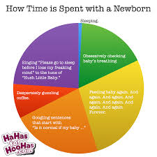 New mother pie chart about how the time is spent with a new born