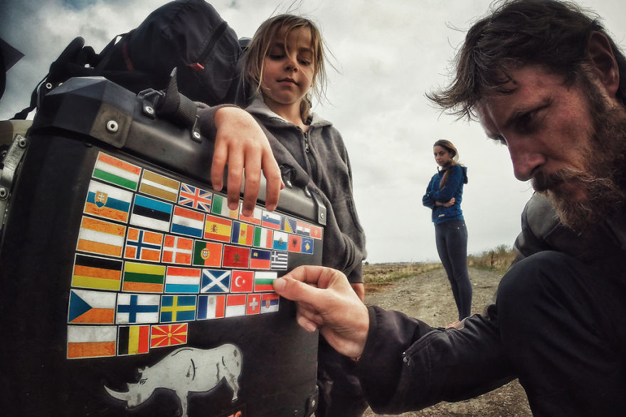 Adding the last sticker of the trip
