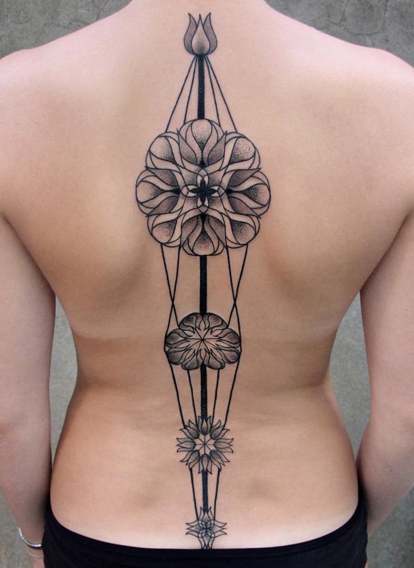 Mandala tattoos are widely popular for back especially spine tattoos. It feels like there are alignment of stars and destiny is just waiting to unfold itself.