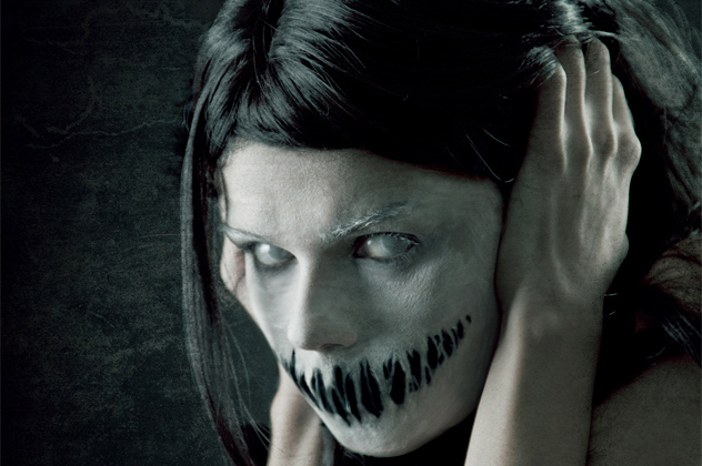 Horrible girl with scary mouth