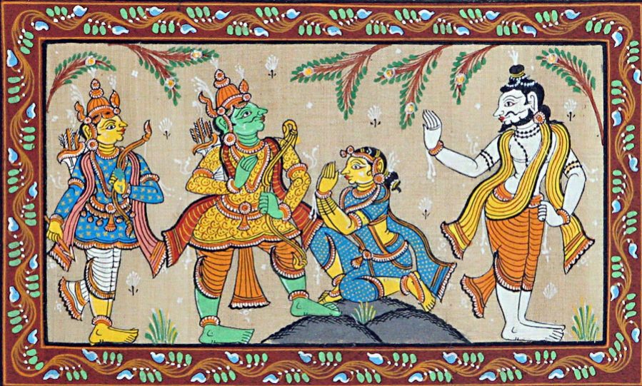 Rama Releasing Ahalya from the curse of her husband, Rishi Gautama