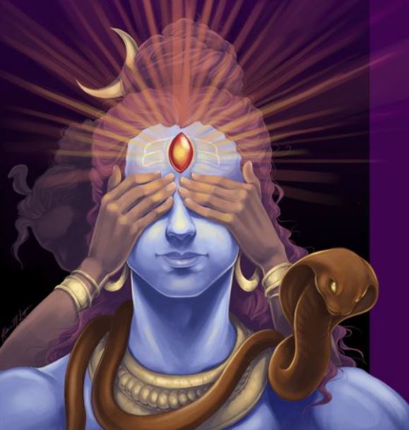 Parvati covering shiva's eye